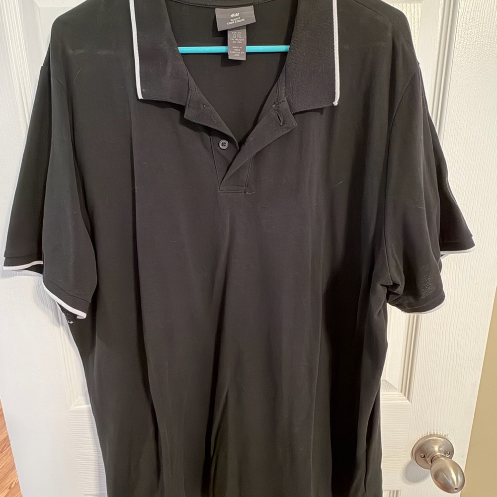H&M Black Polo Shirt with White Trim